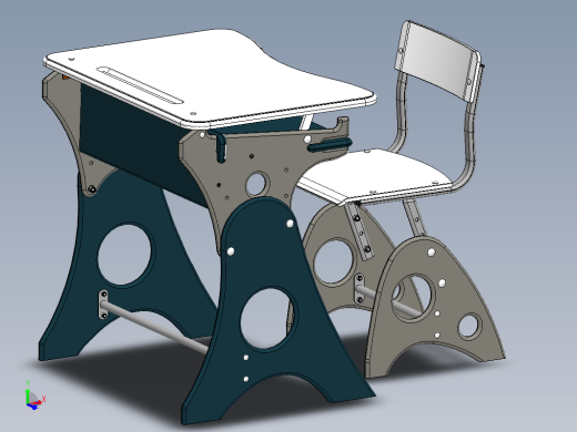 school furniture学校书桌模型缩略图