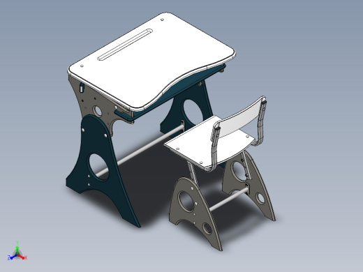 school furniture学校书桌模型缩略图