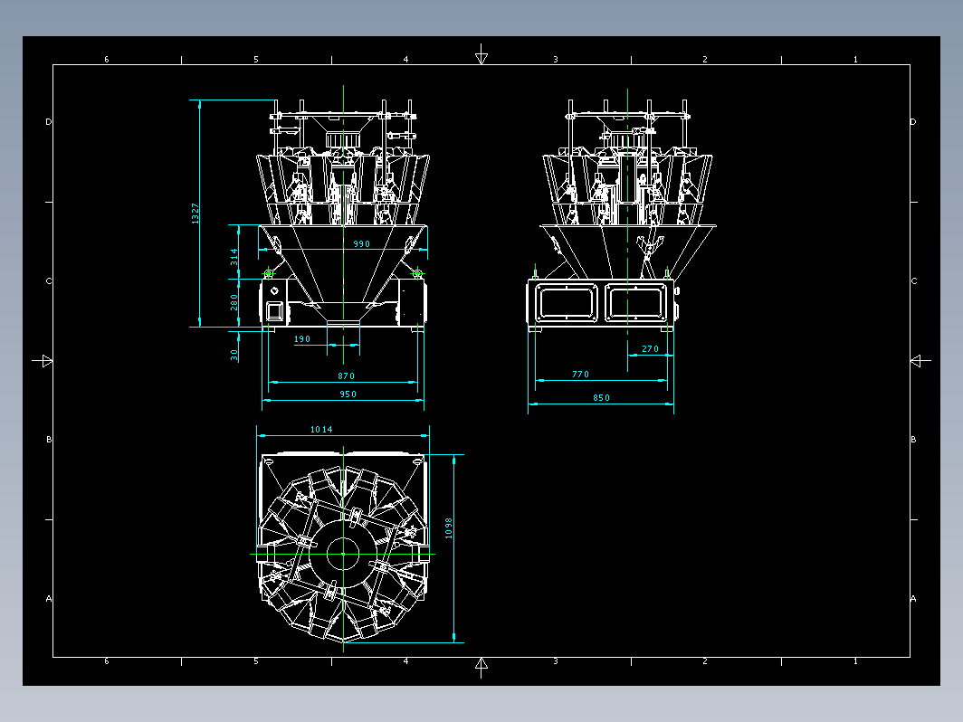 改进型1.0L-10电脑斗组合秤CAD图纸