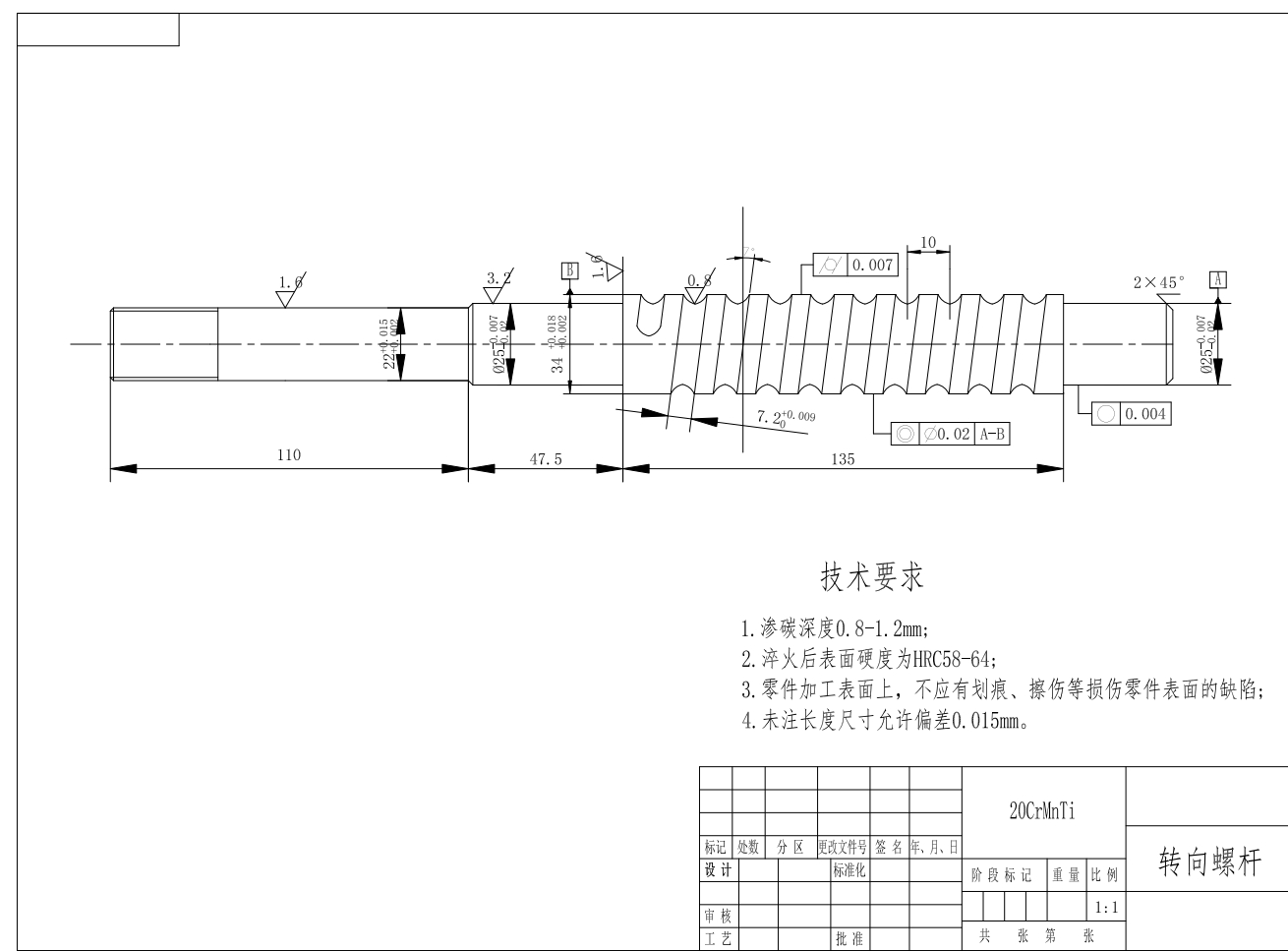 循环球式转向器 