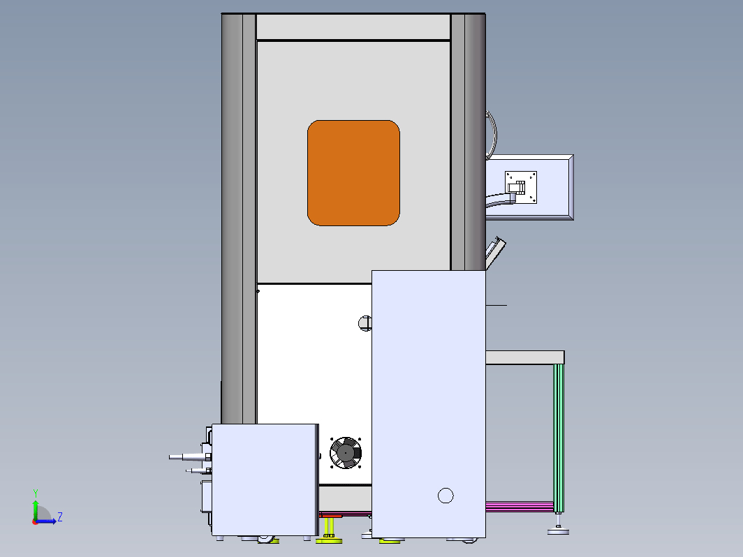 激光打印塑料二维码设备，外形用型材整体设计，并配有四轴机械手