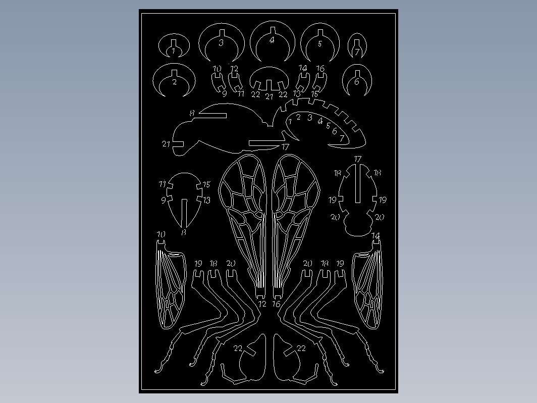 蜜蜂拼图玩具激光雕刻设计图纸 ai dwg dxf等格式