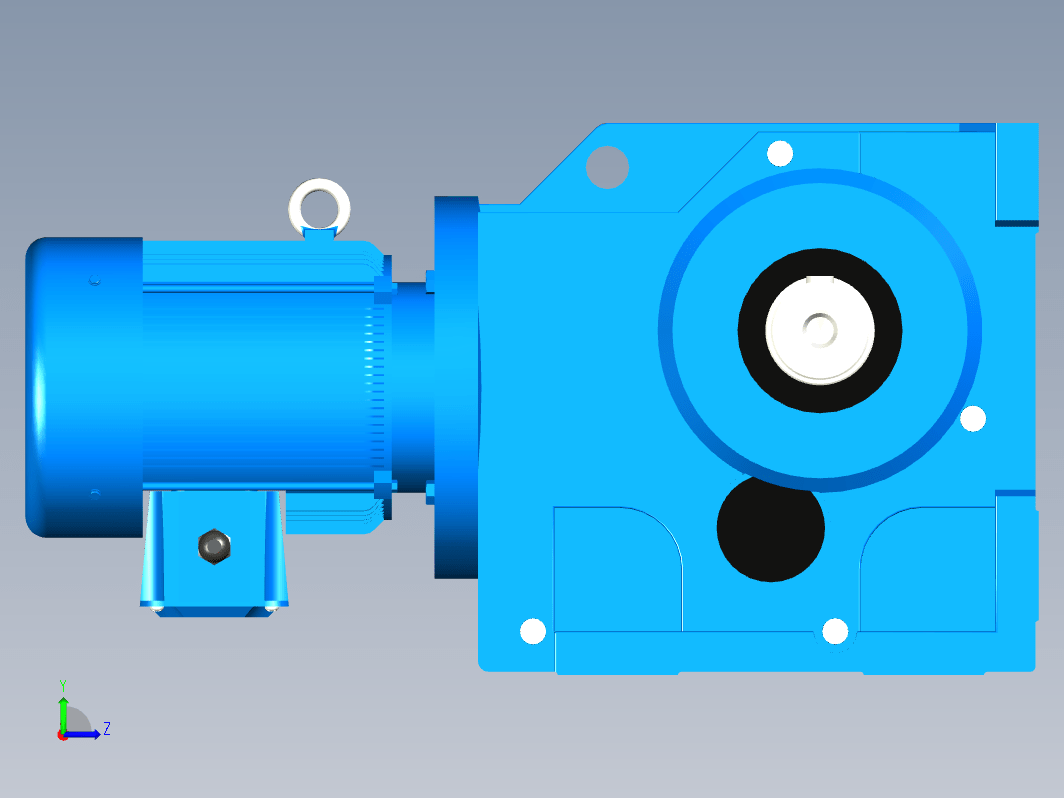 K107底脚轴伸式安装螺旋锥齿轮减速机[K107-Y2.2-8P-99.34-M2-90°-A+B]