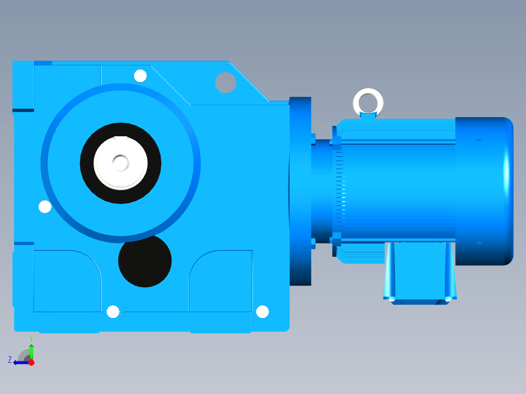 K107底脚轴伸式安装螺旋锥齿轮减速机[K107-Y2.2-8P-99.34-M2-90°-A+B]