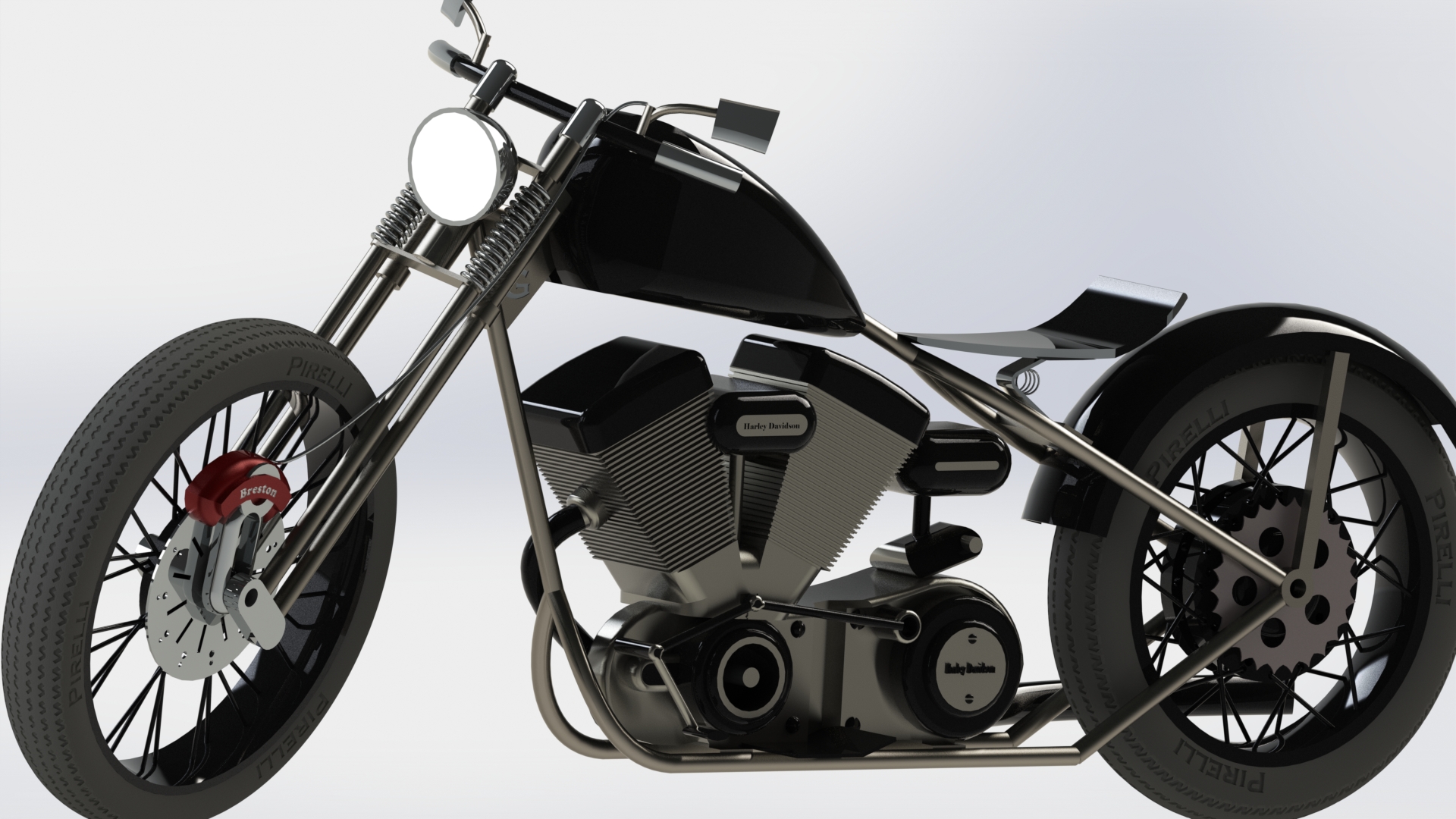 黑色版bobber概念摩托车图纸