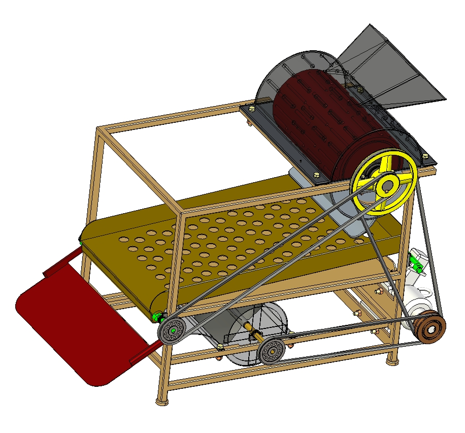 板栗脱毛壳机设计图三维Creo4.0带参+CAD+说明书