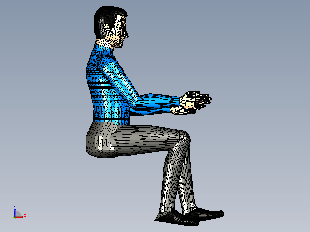 坐着的成年男性人体模型