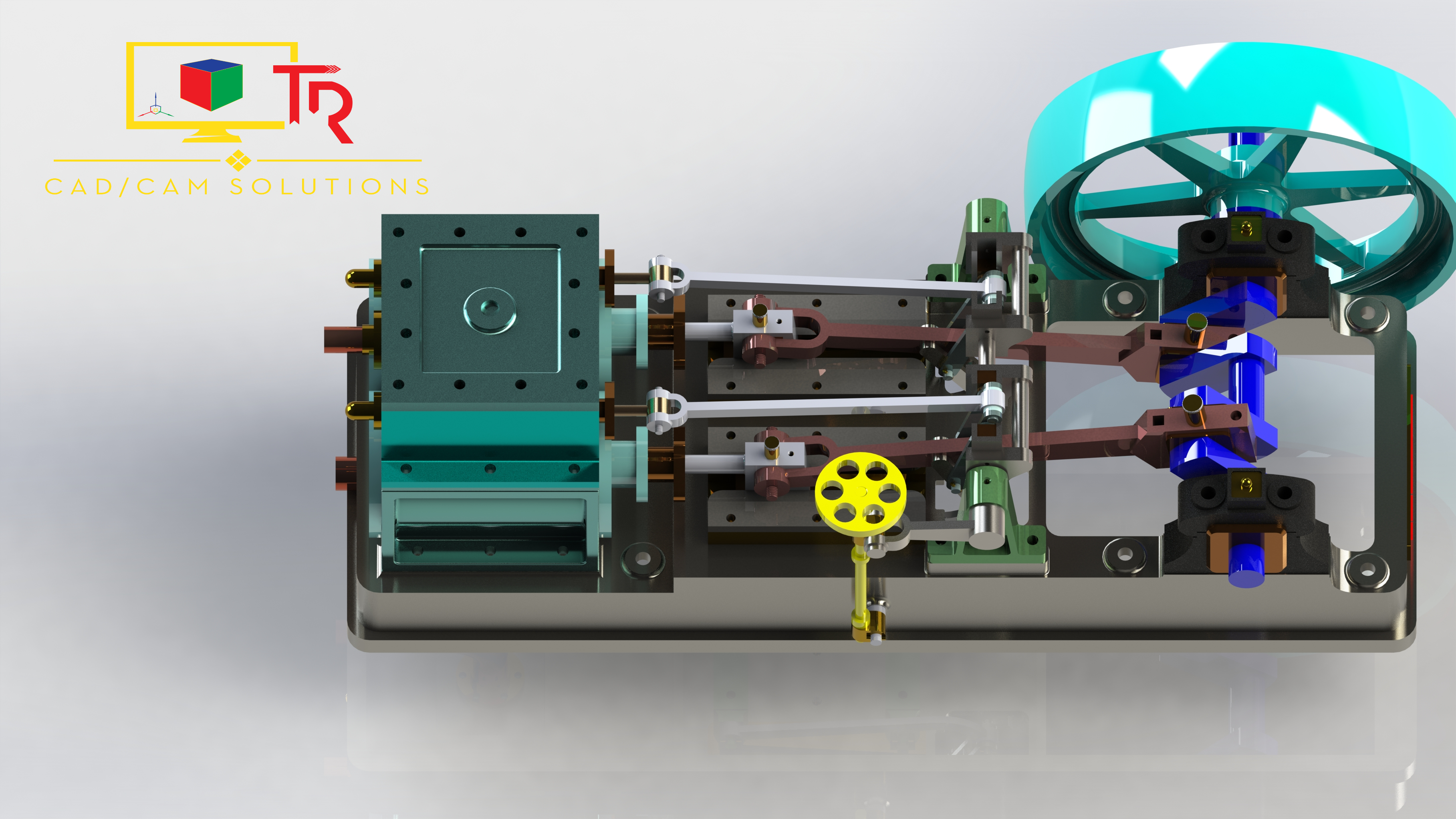 复合式双缸蒸汽机模型3D图纸 Solidworks设计 附step x_t