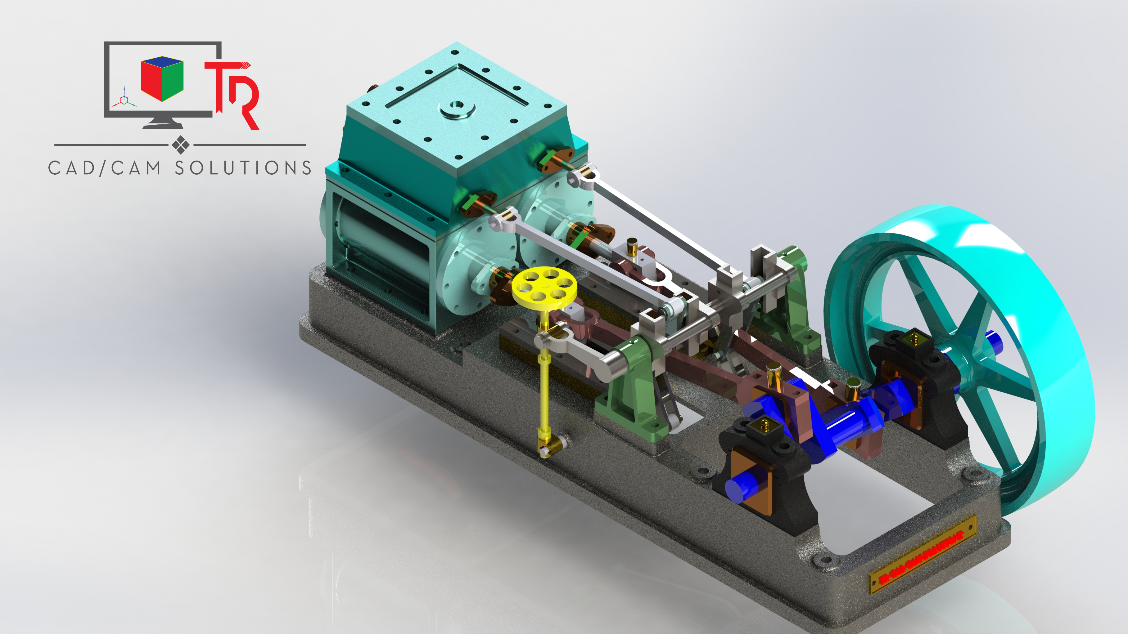 复合式双缸蒸汽机模型3D图纸 Solidworks设计 附step x_t