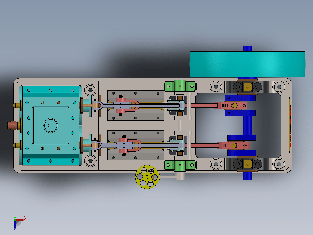 复合式双缸蒸汽机模型3D图纸 Solidworks设计 附step x_t