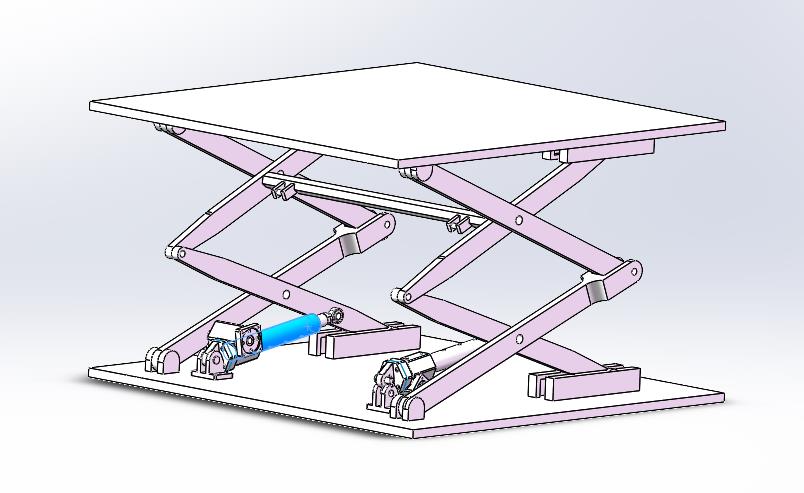 直立式剪叉举升机设计液压升降机平台 3D+CAD+说明书