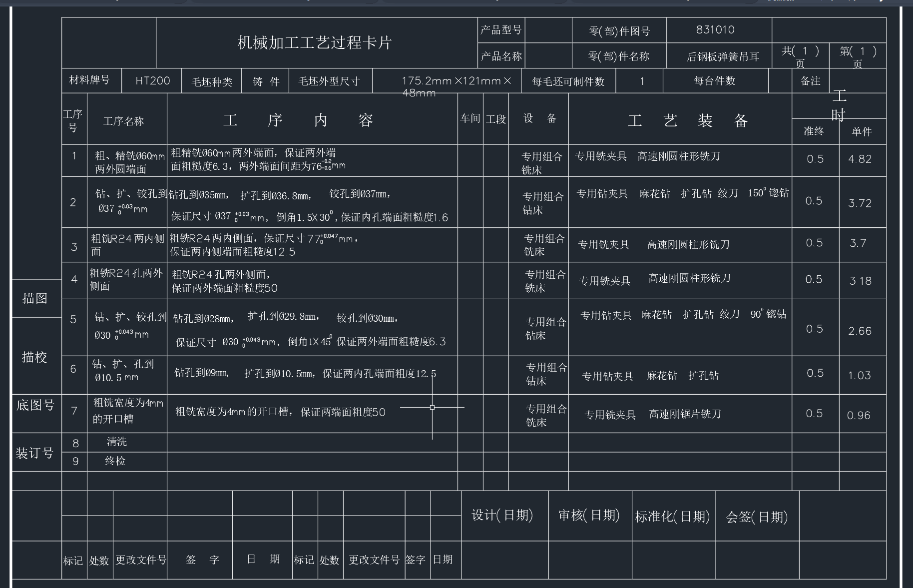 解放牌汽车CA10B后钢板弹簧吊耳加工工艺设计及专用夹具设计