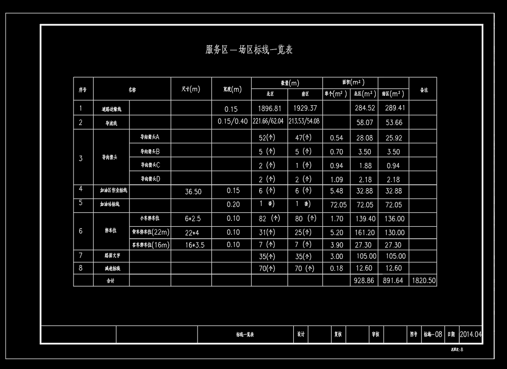 高速公路服务区交通标志标线设计图纸23张_dwg