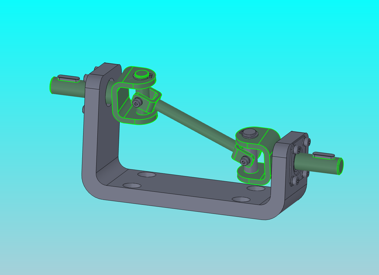 十字轴万向节3D+CAD 模拟汽车后轴传动机构设计