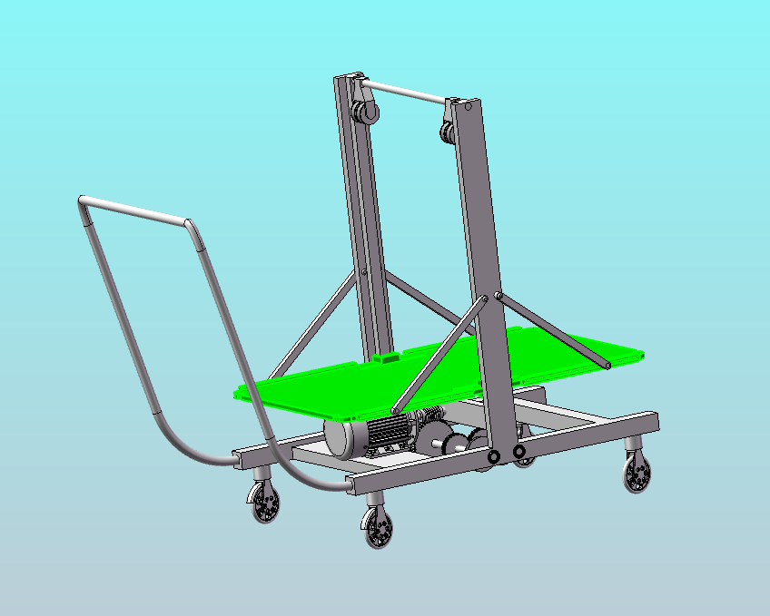 助力车商品物料搬转运车小推车sw三维3D图纸档模型+设计说明书