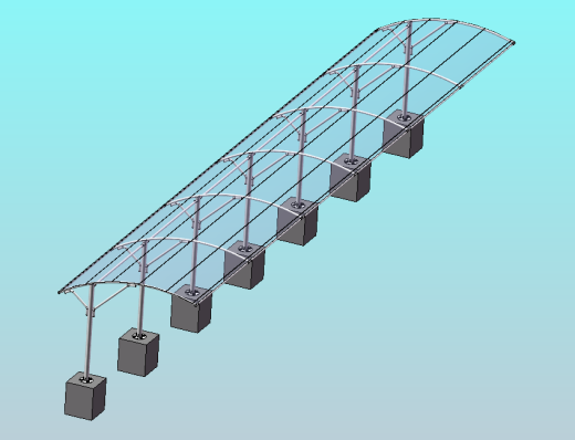 覆膜钢结构自行车棚 3D+CAD缩略图