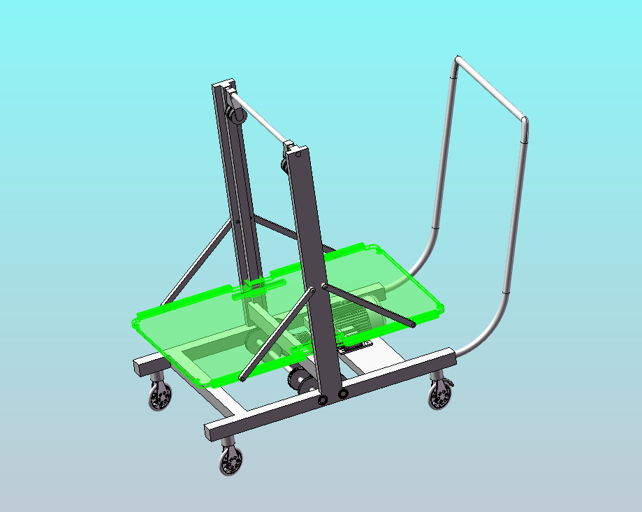 助力车商品物料搬转运车小推车sw三维3D图纸档模型+设计说明书