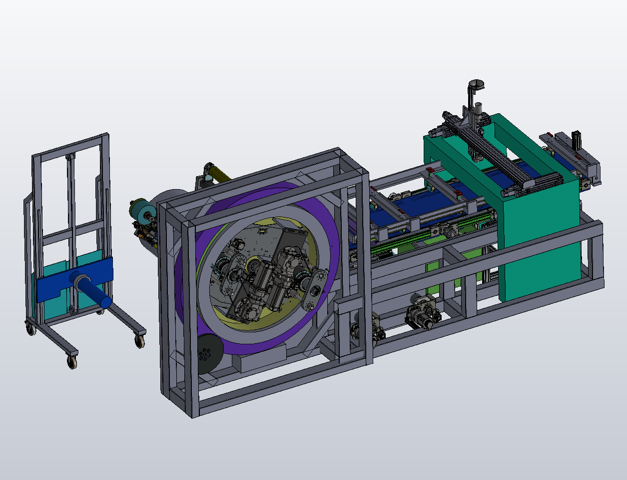 超薄玻璃切割卷料机总装-悬臂式