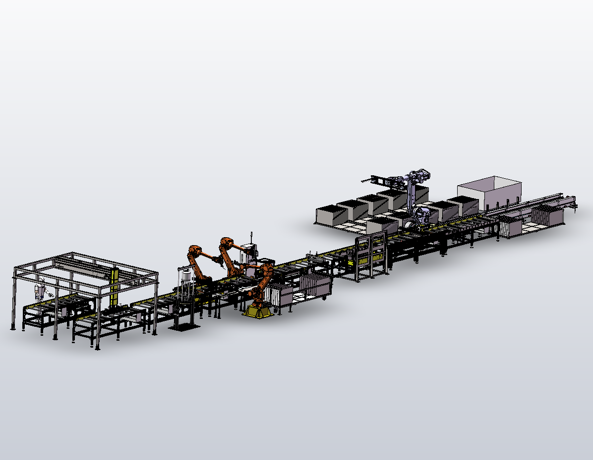 板材生产装配线（移栽，涂胶，拉铆钉，拉螺母，保压，翻身，割膜，装箱）