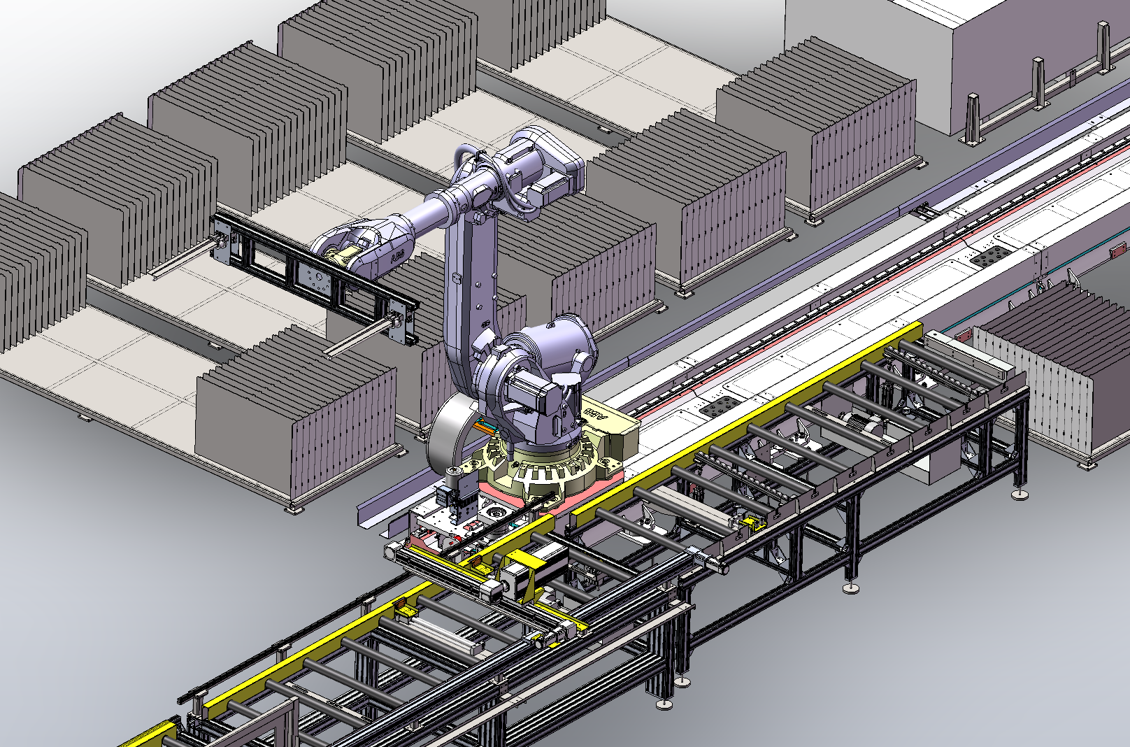 板材生产装配线（移栽，涂胶，拉铆钉，拉螺母，保压，翻身，割膜，装箱）