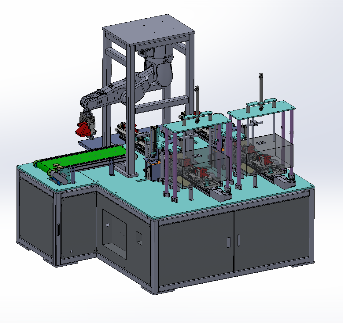 拍立得功能检测机，开关颜色检测，双工位，暗室检测皮带线，六轴机器人