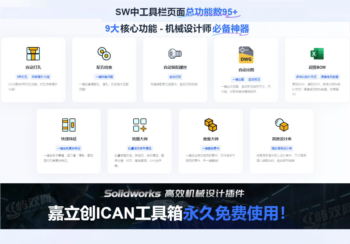 【solidwroks机械设计高效插件】嘉立创Ican工具箱V9.2正式版