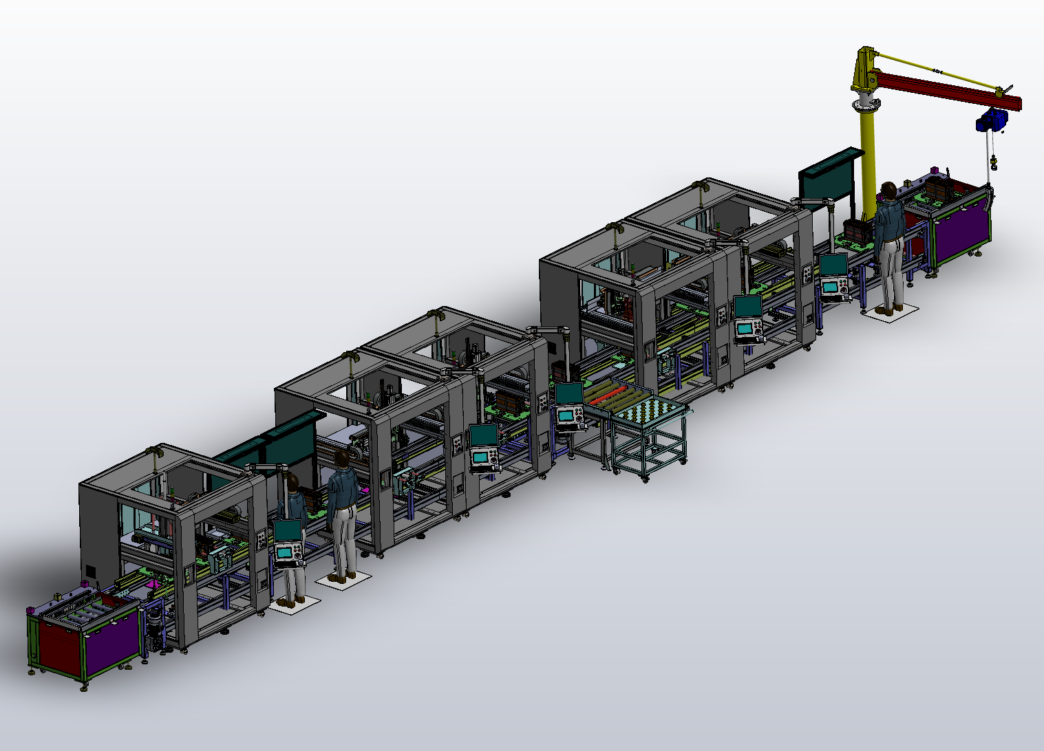 软包模组段，灌胶设备、折极耳设备、激光焊接设备