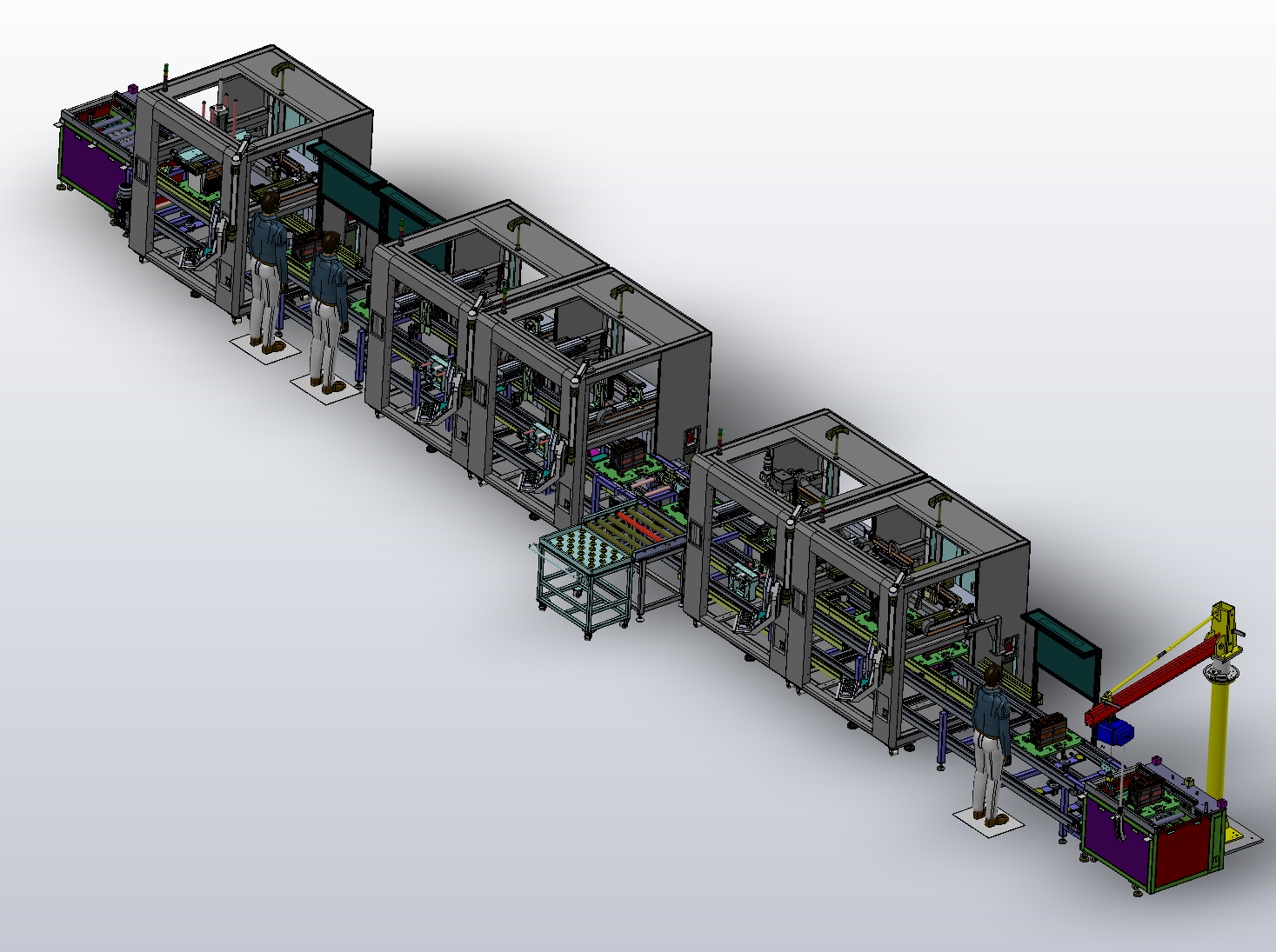 软包模组段，灌胶设备、折极耳设备、激光焊接设备