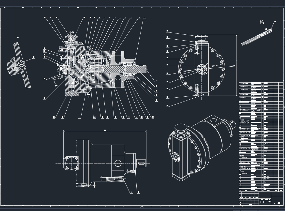 斜盘式轴向柱塞马达 XMF40液压马达+inventor2014+CAD