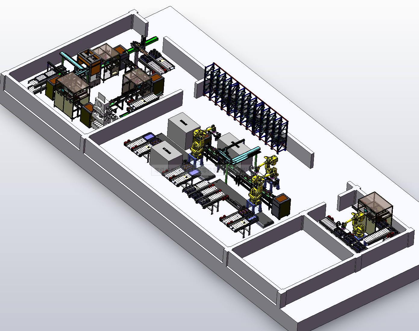 产品的数字化生产示范线，实现小型产品的自动化脱模、整形、清理、端包、装配等