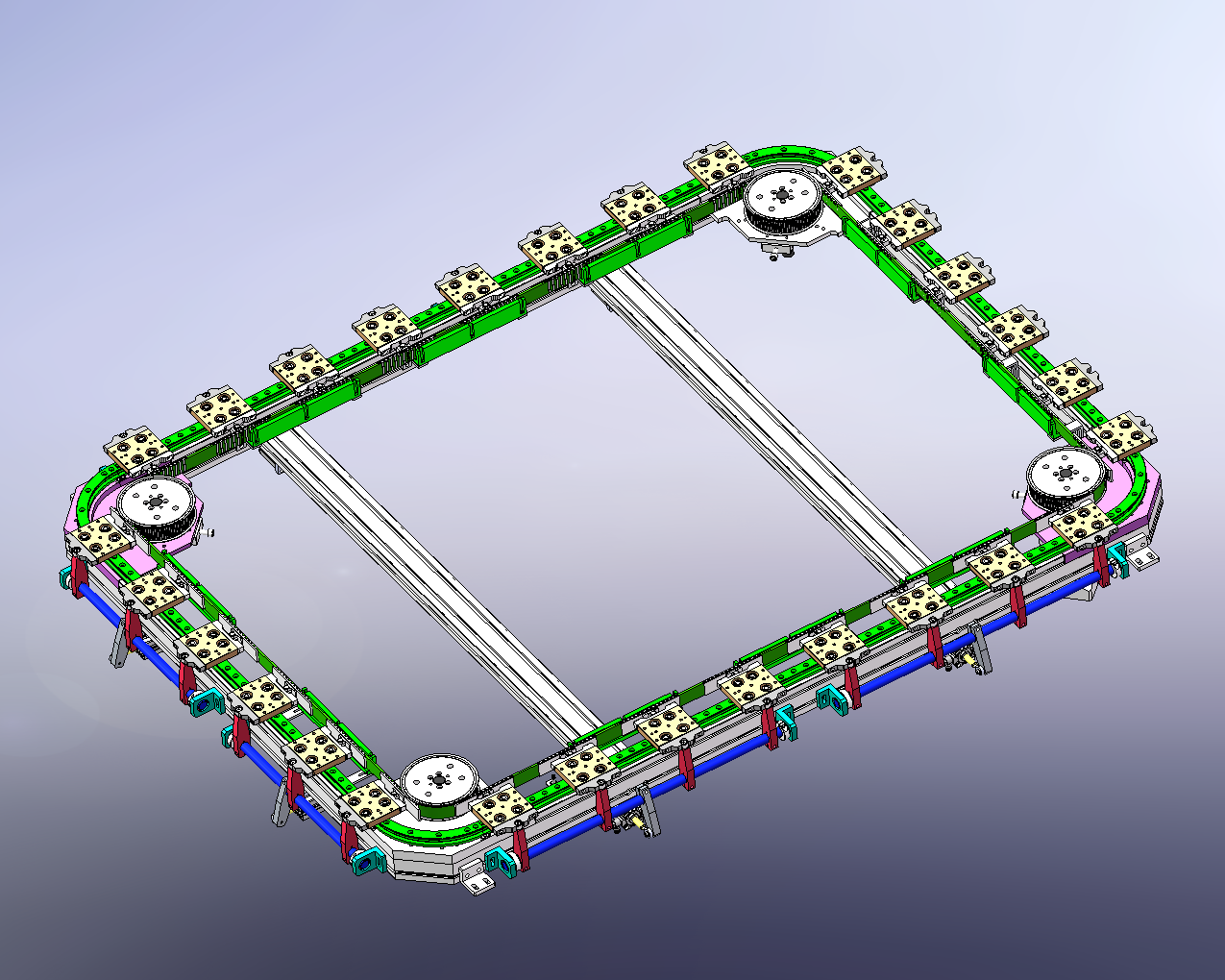同步带矩形环形多工位轨道