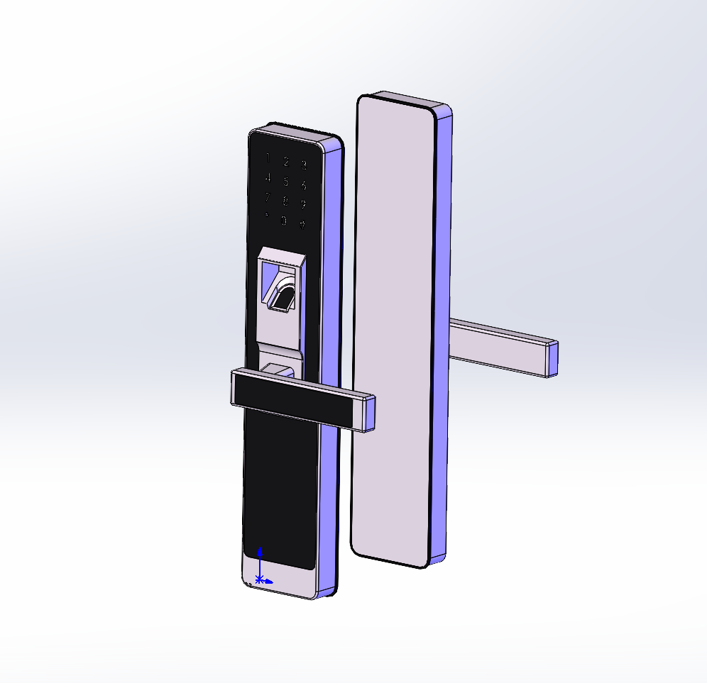 指纹锁密码锁门锁SolidWorks三维模型