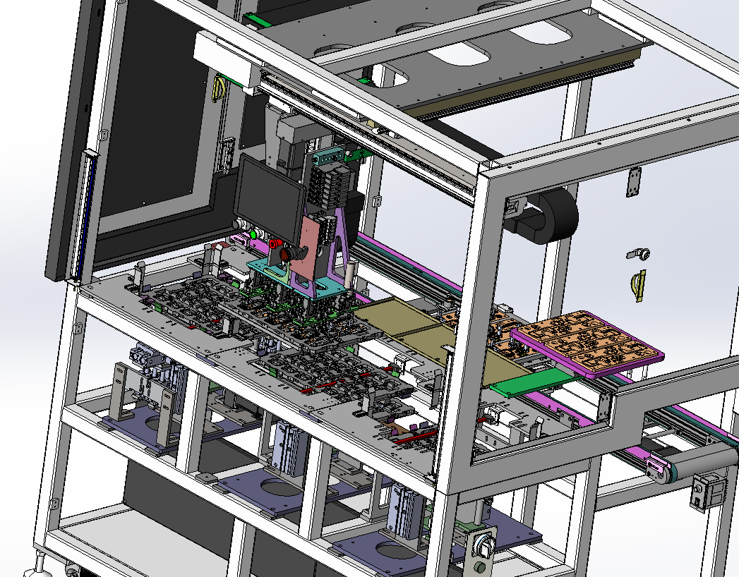 同轴线收料机，不停机上下tray，NG料回收
