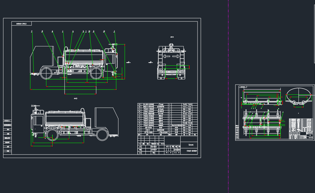 泰国出口8方洒水车（全套图纸）sw+cad